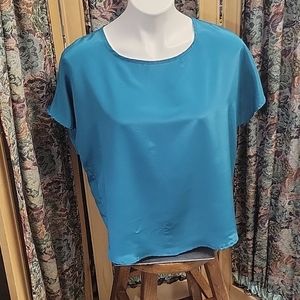 Women's TR Bentley Large Teal Blue Cap Sleeve Pullover Top